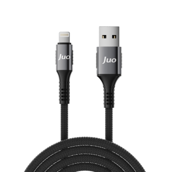 Juo 12W 2.4A USB-A to Lightning Apple iPhone iPad Örgülü Hızlı Şarj ve Data Kablosu 1 Metre