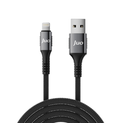 Juo 12W 2.4A USB-A to Lightning Apple iPhone iPad Örgülü Hızlı Şarj ve Data Kablosu 2 Metre