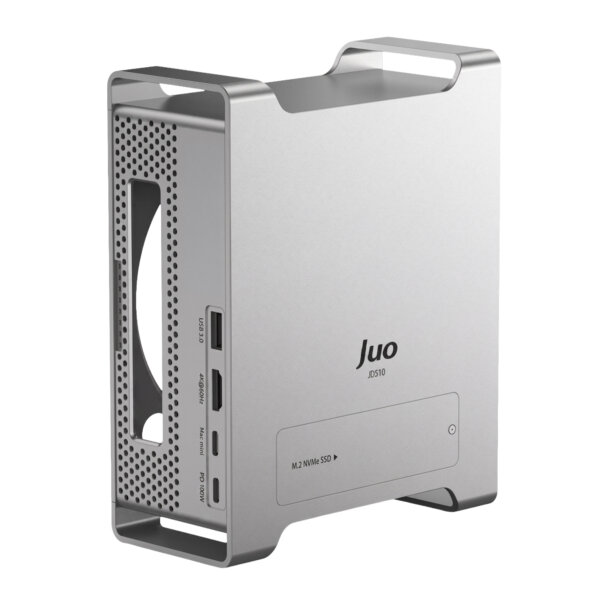 Juo Mac Mini M6, M5 Pro, M4 için Dock Station NVMe SSD Kutusu USB Çoklayıcı Hub 10Gbps 4K 60Hz HDMI SD/TF 4.0 Kart Okuyucu 100W PD Alüminyum Stand